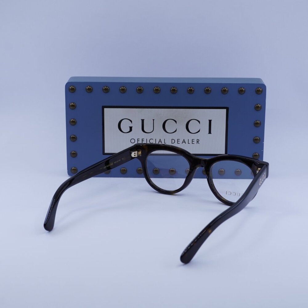 Gucci GG1792O 002 Square Eyeglasses - Dark Havana 46mm - Picture 8 of 9